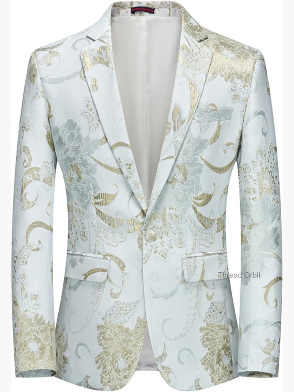 Slim Fit Men's Blazer with Floral Pattern Notch Collar Sport Coat
